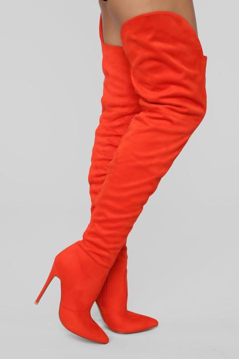 orange thigh high heels