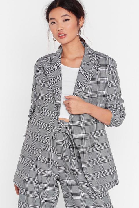 Womens Hey Roomy Check Oversized Blazer