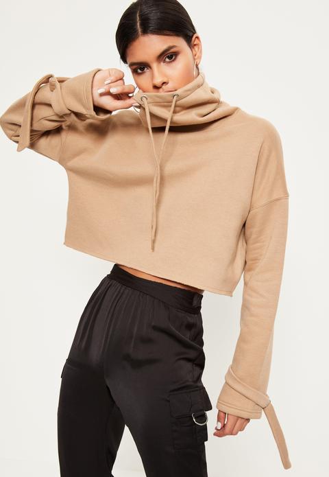 Nude Funnel Neck Strap Cuff Sweatshirt