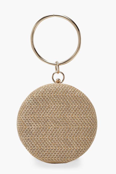 Raffia Straw Ring Handle Clutch Bag