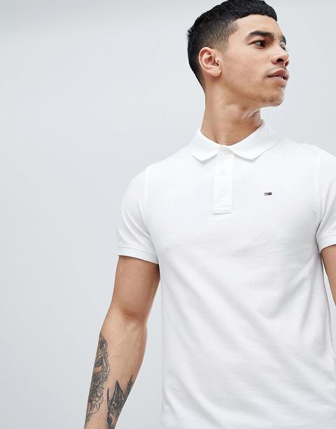 Polo De Piqué En Blanco De Tommy Jeans