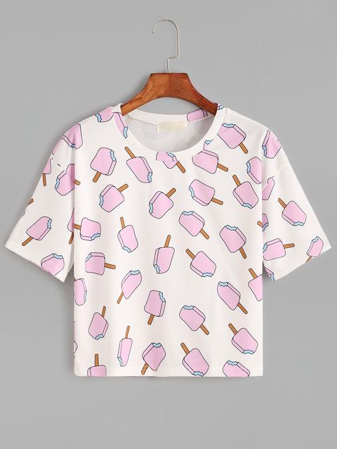 Pink Popsicles Print T-shirt