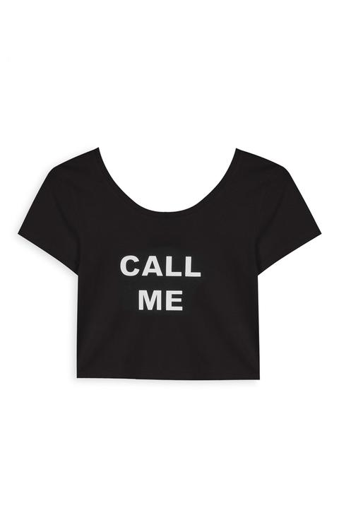 Top Negro De Cuello Redondo