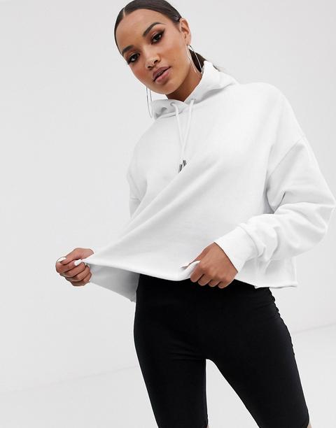 Asos Design Cropped Boxy Hoodie In White