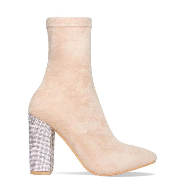 nude block heel booties