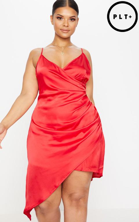 pretty little thing red satin dress