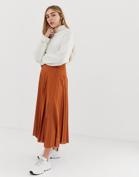 Falda Midi Plisada Con Parte Superior Marcada Y Abertura De Asos Design