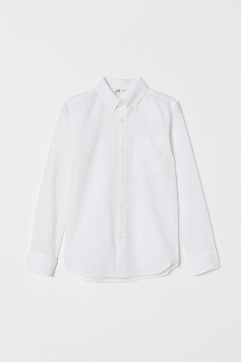 Camisa En Mezcla De Lino - Blanco