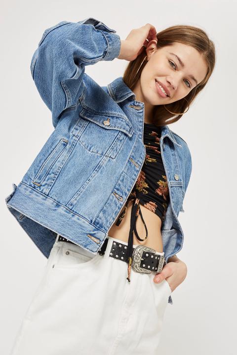 Veste Ample En Jean Petite - Denim Délavé Mid Stone