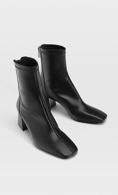 Stradivarius Bottines À Talon Midi Élastiquées Noir 38