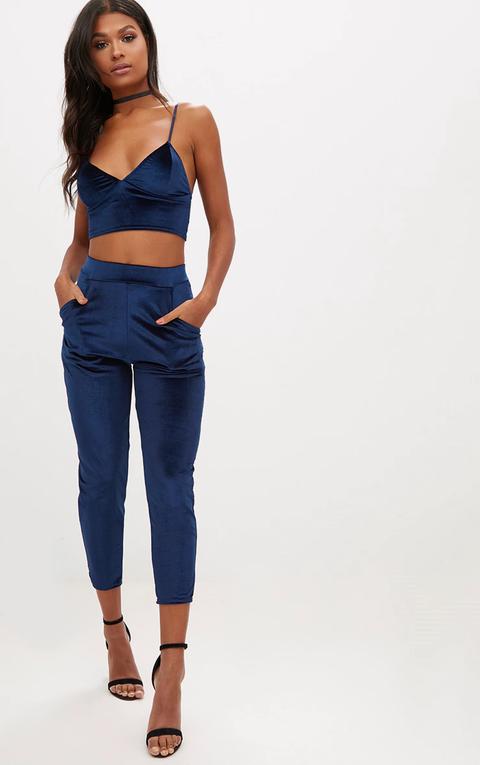 velvet navy trousers