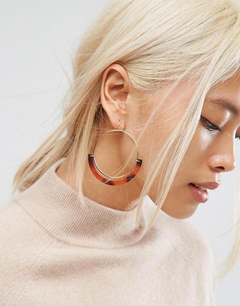 Asos - Orecchini A Cerchio Aperti Con Bordi Tartarugati - Oro