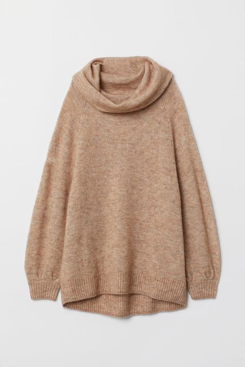 Jersey Oversize De Cuello Alto - Beis