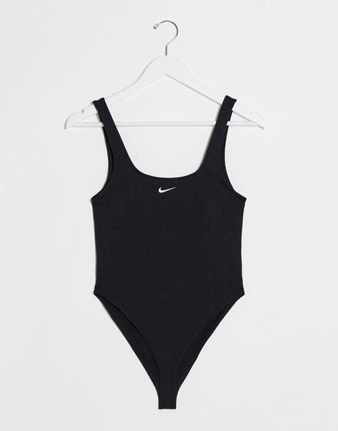 Nike Scoop Neck Vest Bodysuit In Black