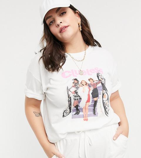 Camiseta Extragrande Con Estampado Fotográfico De Skinnydip Curve X Clueless-blanco