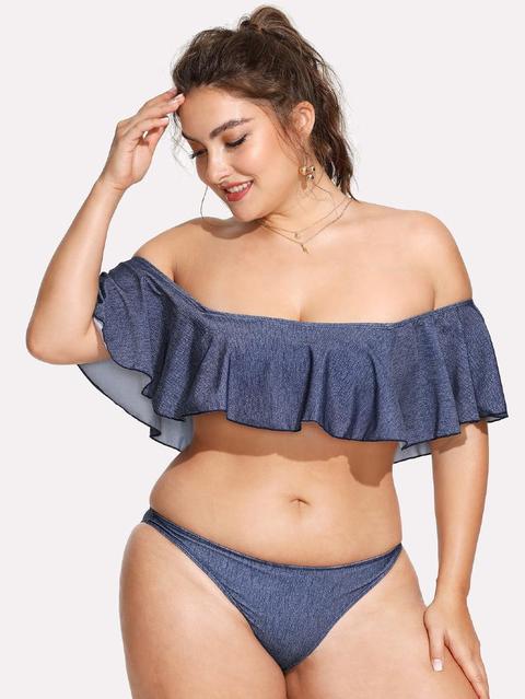 Off The Shoulder Flounce Bikini Set