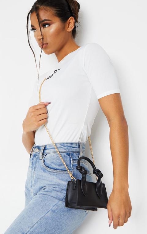 Black Pu Knotted Single Handle Cross Body Bag