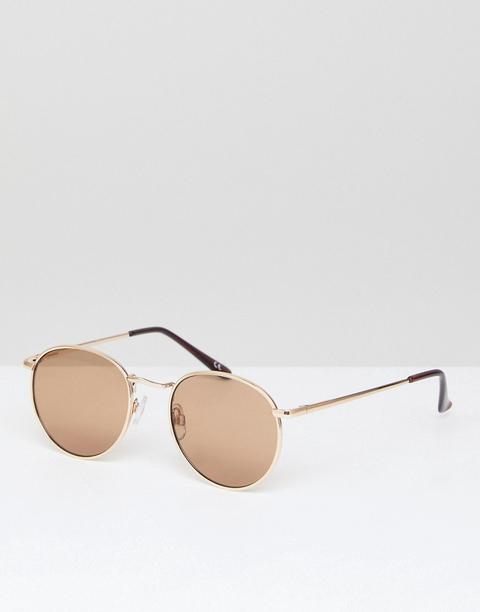Asos Design 90s Metal Round Sunglasses In Gold