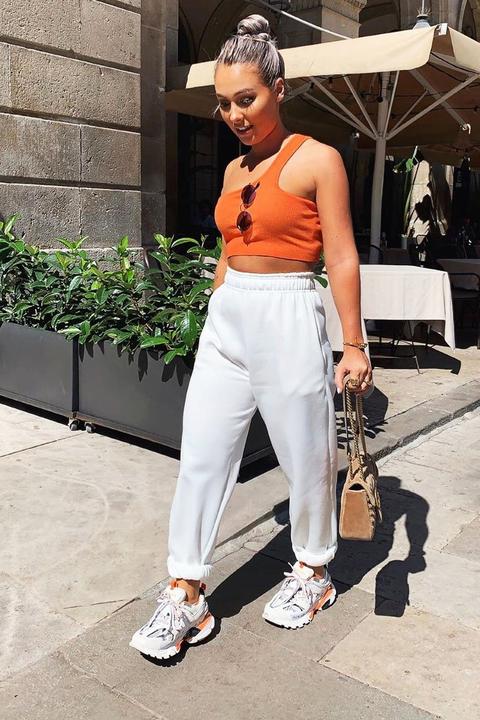 Orange Ribbed One Shoulder Crop Top - Danyelle