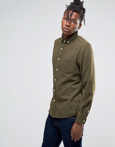 Asos - Camicia In Misto Lana Vestibilità Classica - Verde