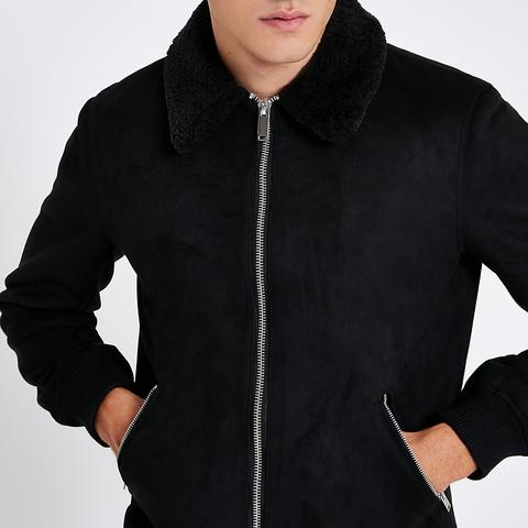 Faux suede hotsell borg collar jacket