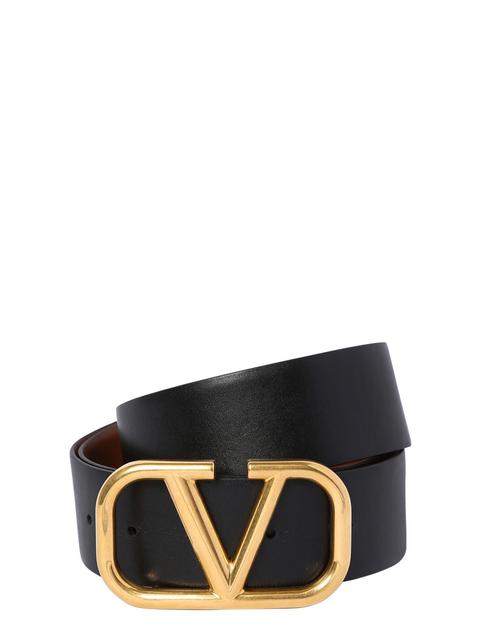 Valentino Garavani | Mujer Cinturón De Piel Reversible Con Logo 40mm Selleria/black 65