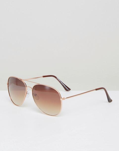 7x Aviator Sunglasses In Gold - Gold