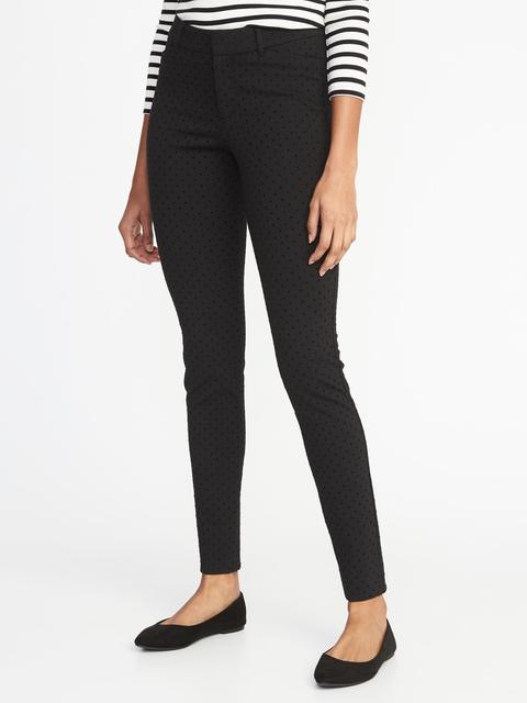 Mid-rise Pixie Full-length Textured-dot Pants For Women