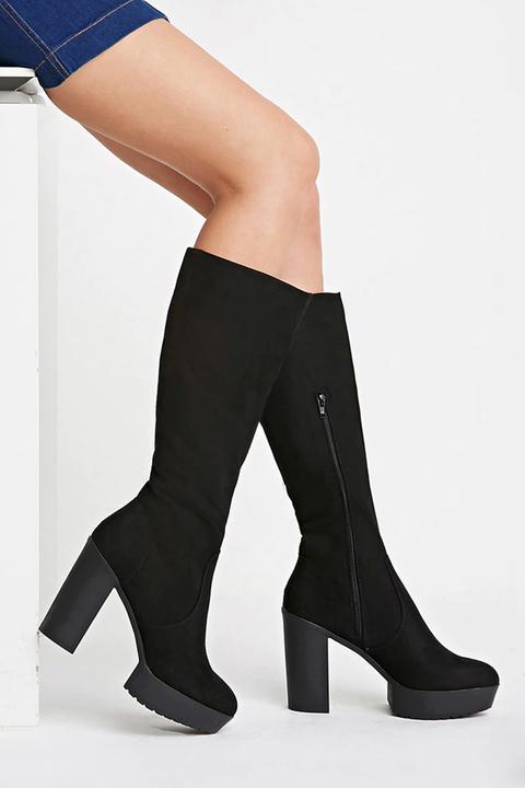 Knee-high Lug Sole Boots