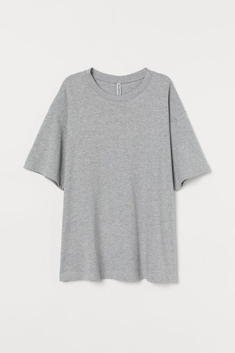Wide Cotton T-shirt - Grey