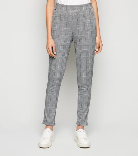 Innocence Light Grey Check Jacquard Slim Leg Trousers New Look