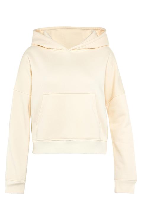 Cream Crop Pocket Hoodie