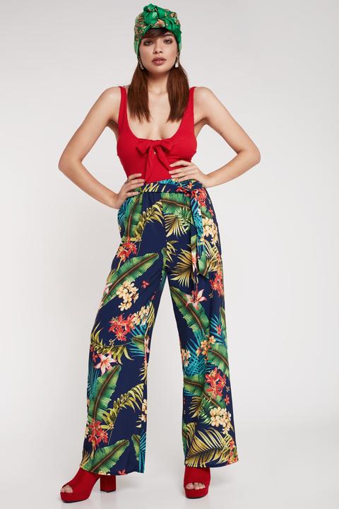 Pantalón Armonias Estampado Flores Tropicales