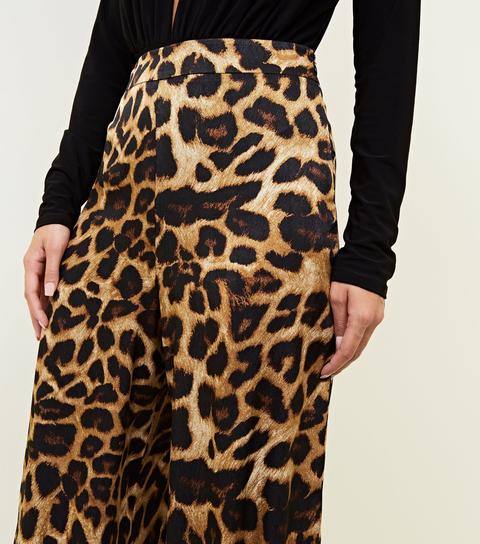 Brown Leopard Print Wide Leg Trousers New Look