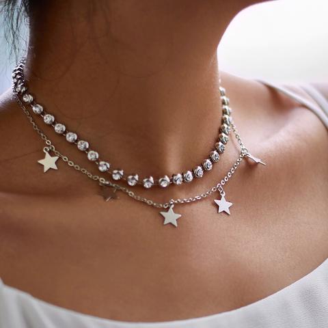 Collar Con Estrellas Y Cristales