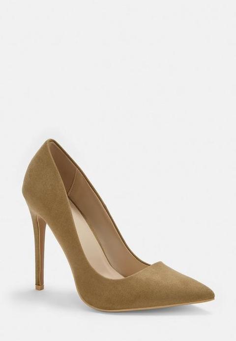 nude suede court shoes