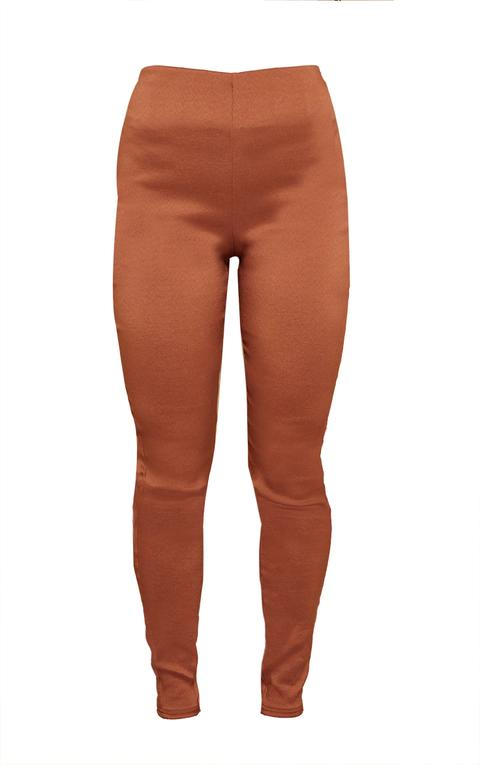 Chocolate Brown Ruched V Back Skinny Trousers