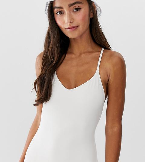 Monki - Costume Da Bagno Con Incrocio Sul Retro Bianco Sporco - Bianco