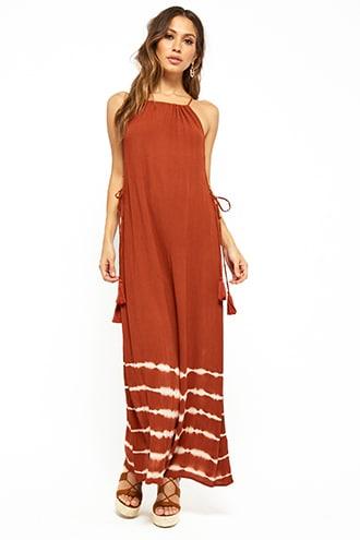 Forever 21 Tie-dye Lace-up Maxi Dress , Rust