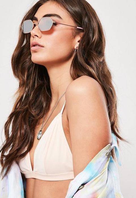 Pink Mini Hex Sunglasses, Pink
