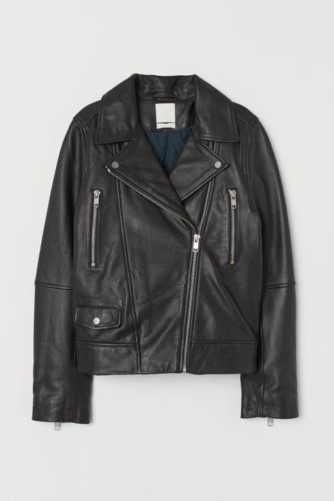 Leather Biker Jacket - Black