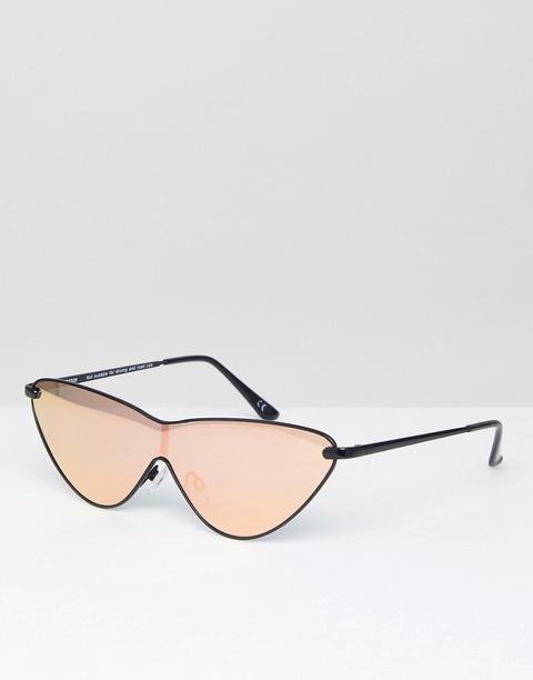 Asos - Occhiali Da Sole A Occhi Di Gatto Accentuati In Metallo Con Lenti Flash Oro Rosa - Oro