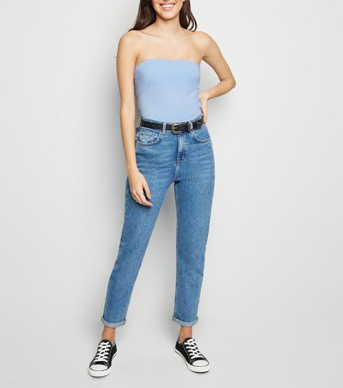 Pale Blue Longline Bandeau Top New Look