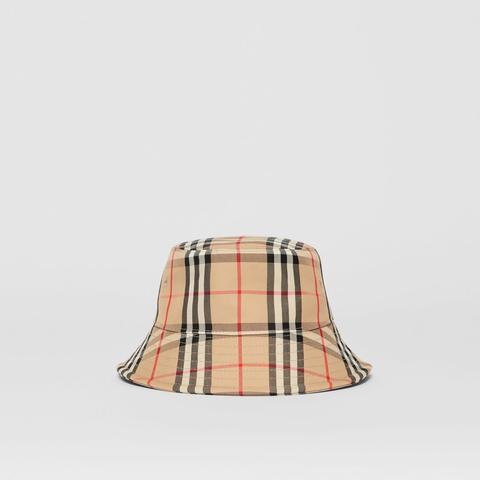 Burberry Vintage Check Technical Cotton Bucket Hat, Beige