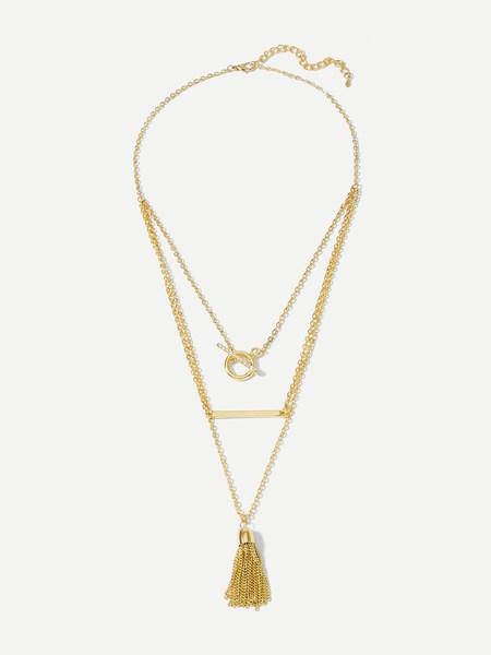 Collana A Strati Con Pendente Bar & Tassel