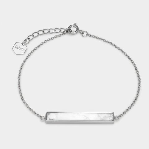 Pulsera De Cadena En Plata Con Rectángulo Efecto Mármol Idylle