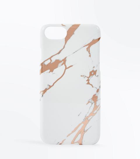 White Marble Effect Metallic Case For Iphone 6/6s/7/8 New Look