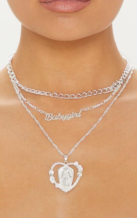 Silver Heart Charm Layering Necklace