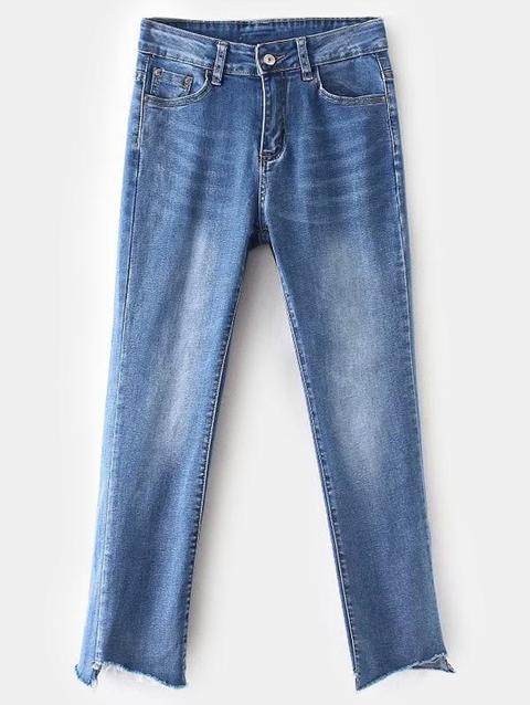 Jeans Con Bordi Sfrangiati Blue