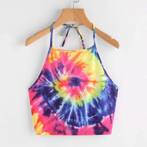 Top Tie-dye Allacciato Al Collo